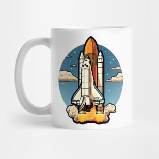 a spaceship with  rockets Mug